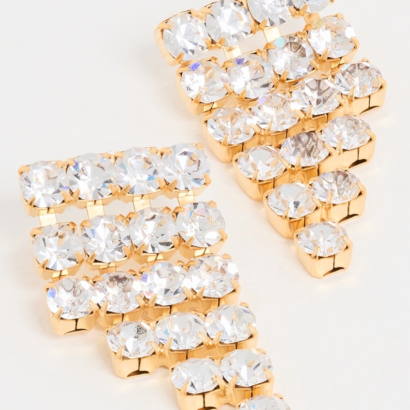 Elegant Gold And Silver Crystal Earrings